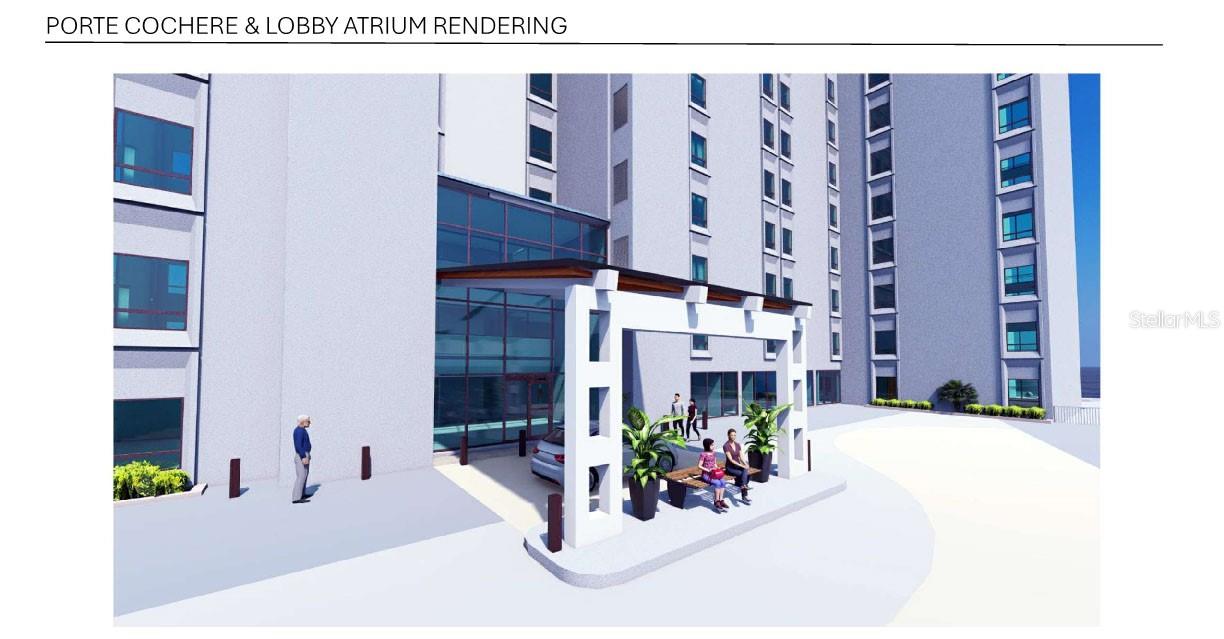 Porte Cochere and Lobby Rendering