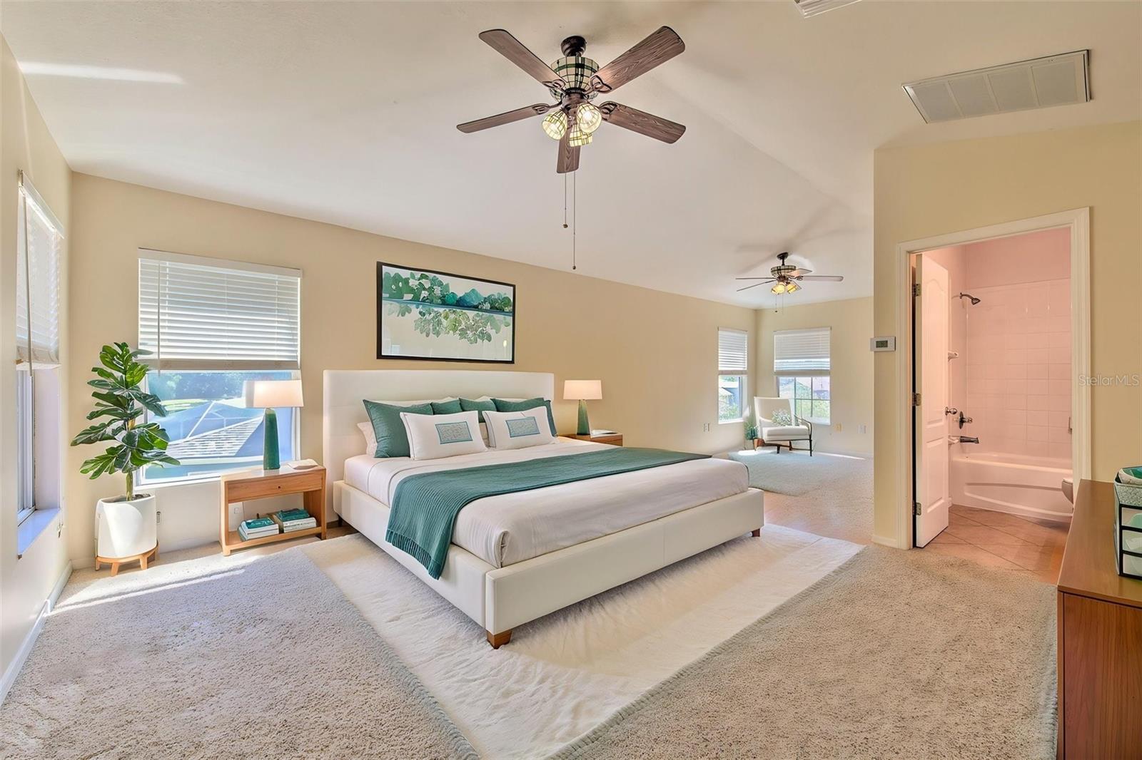 Staged Upstairs Bonus Room with closet and en suite bathroom