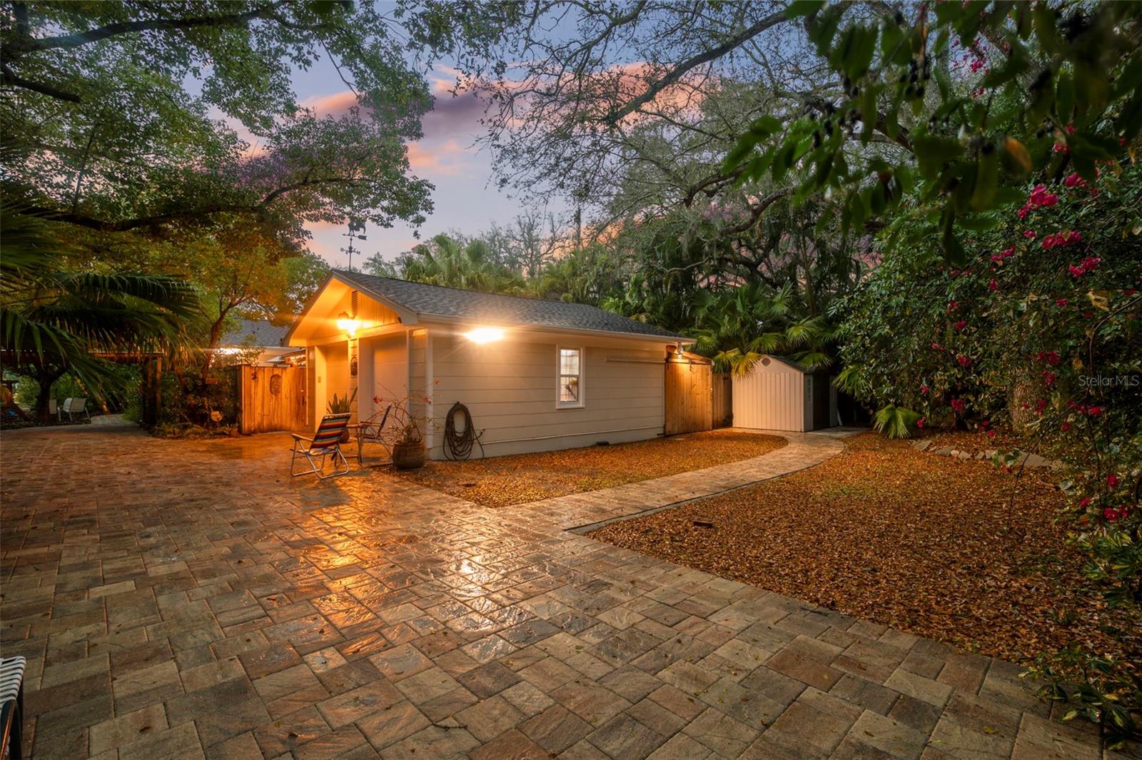 Backview of garage and back yard, large parking area and potential ADU
