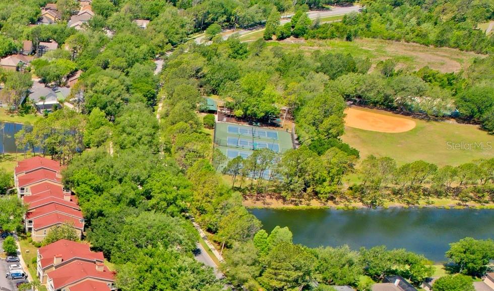 Rec area tennis courts, ball fields, playground