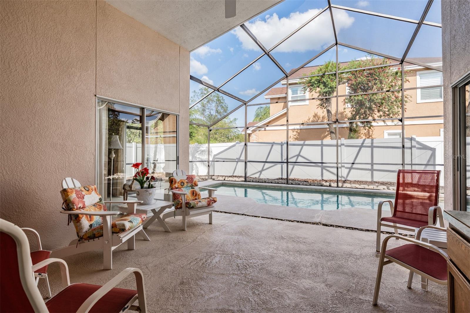 Covered area  by the pool.