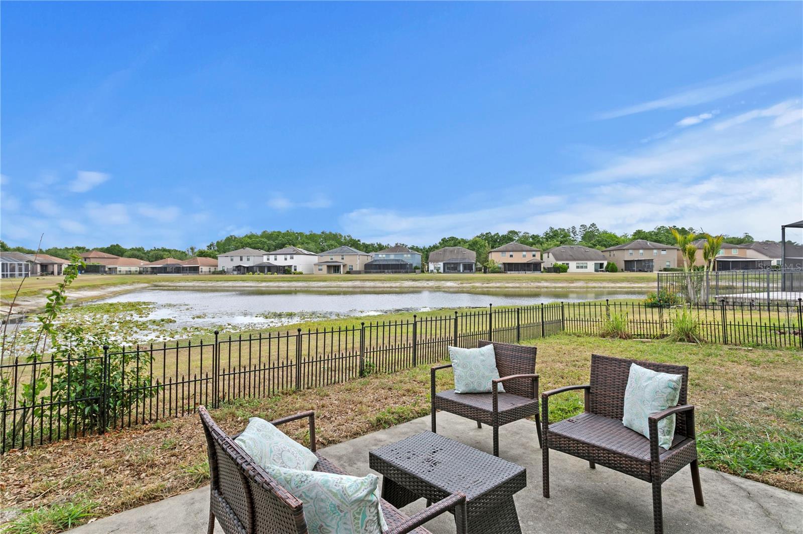Rear patio overlooking pond