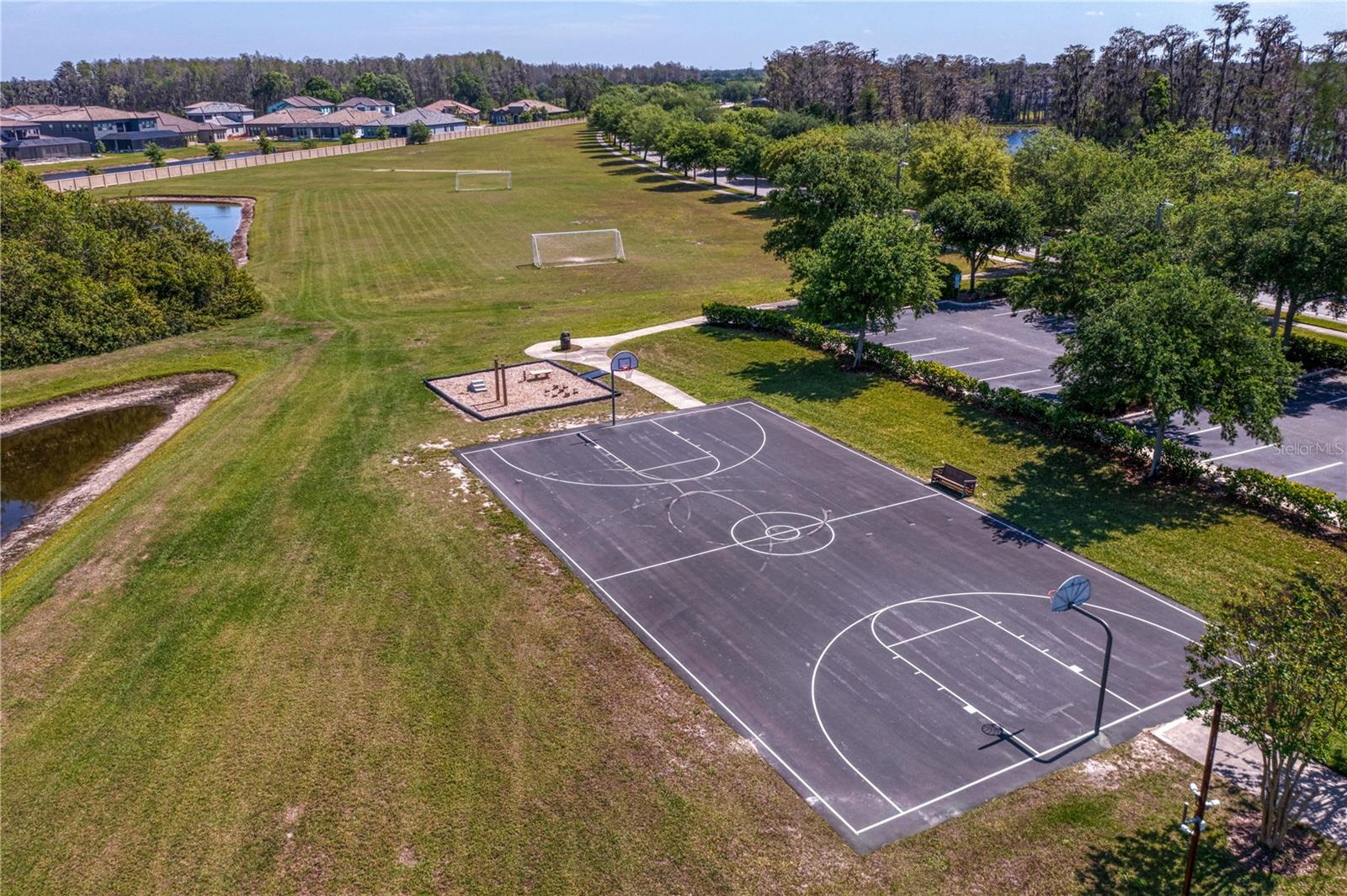 Community basketball court and outdoor gym