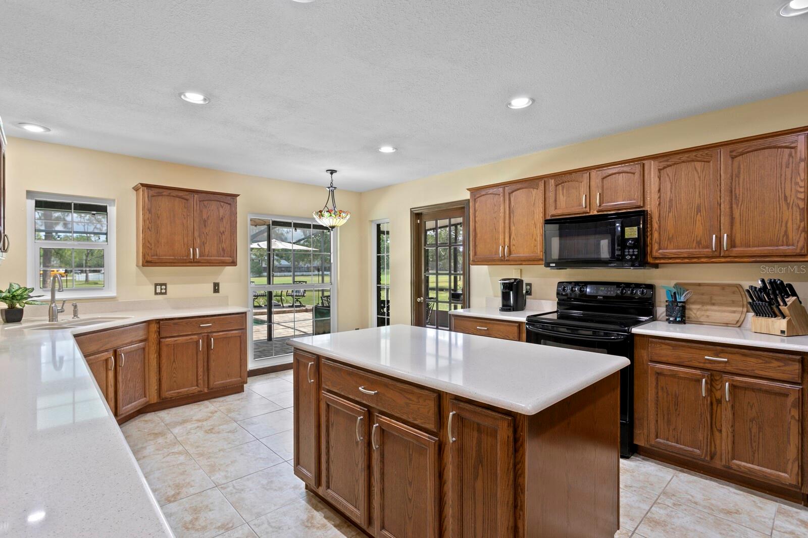 Large island in the kitchen