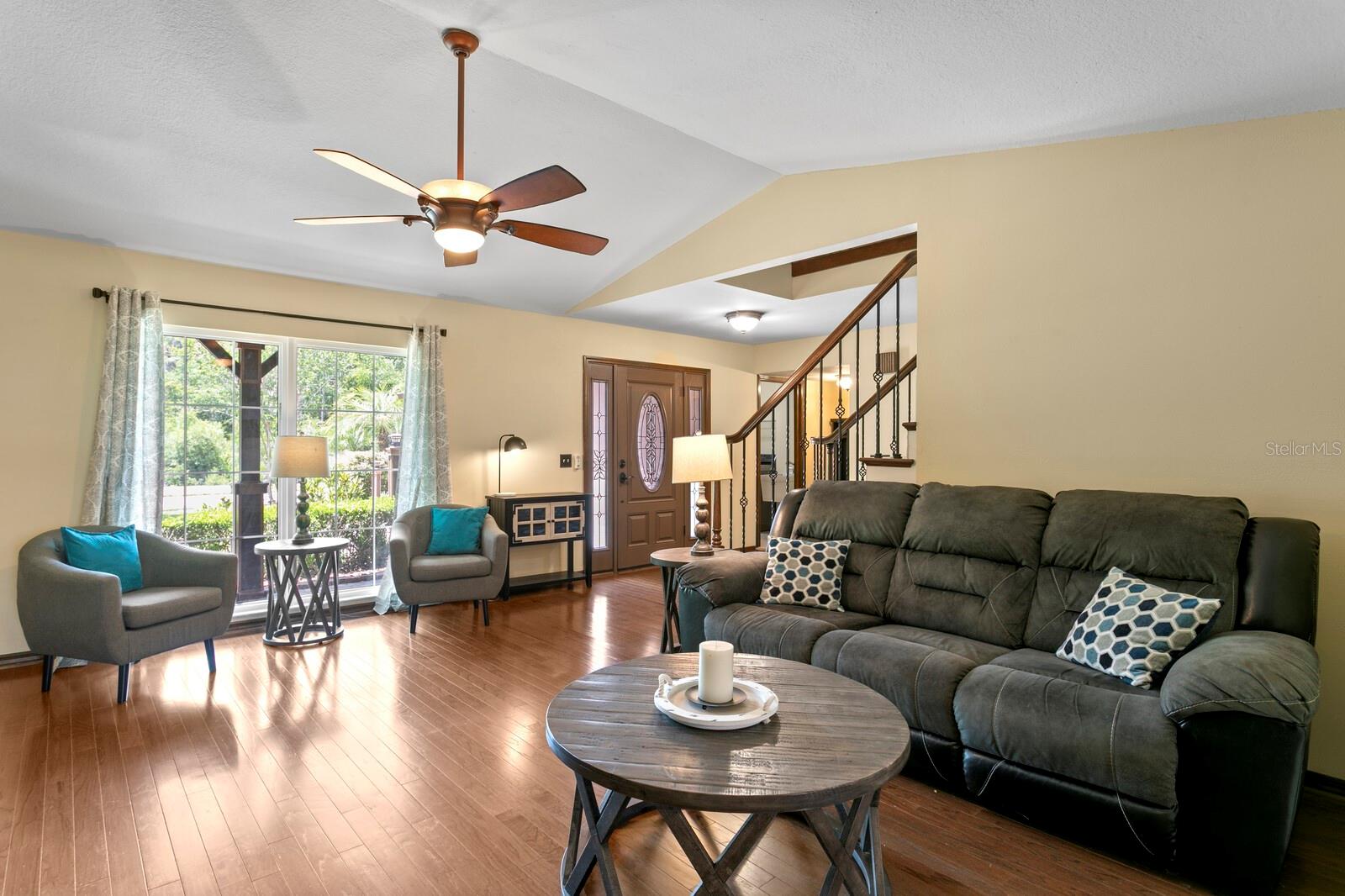 Vaulted ceilings in formal living room