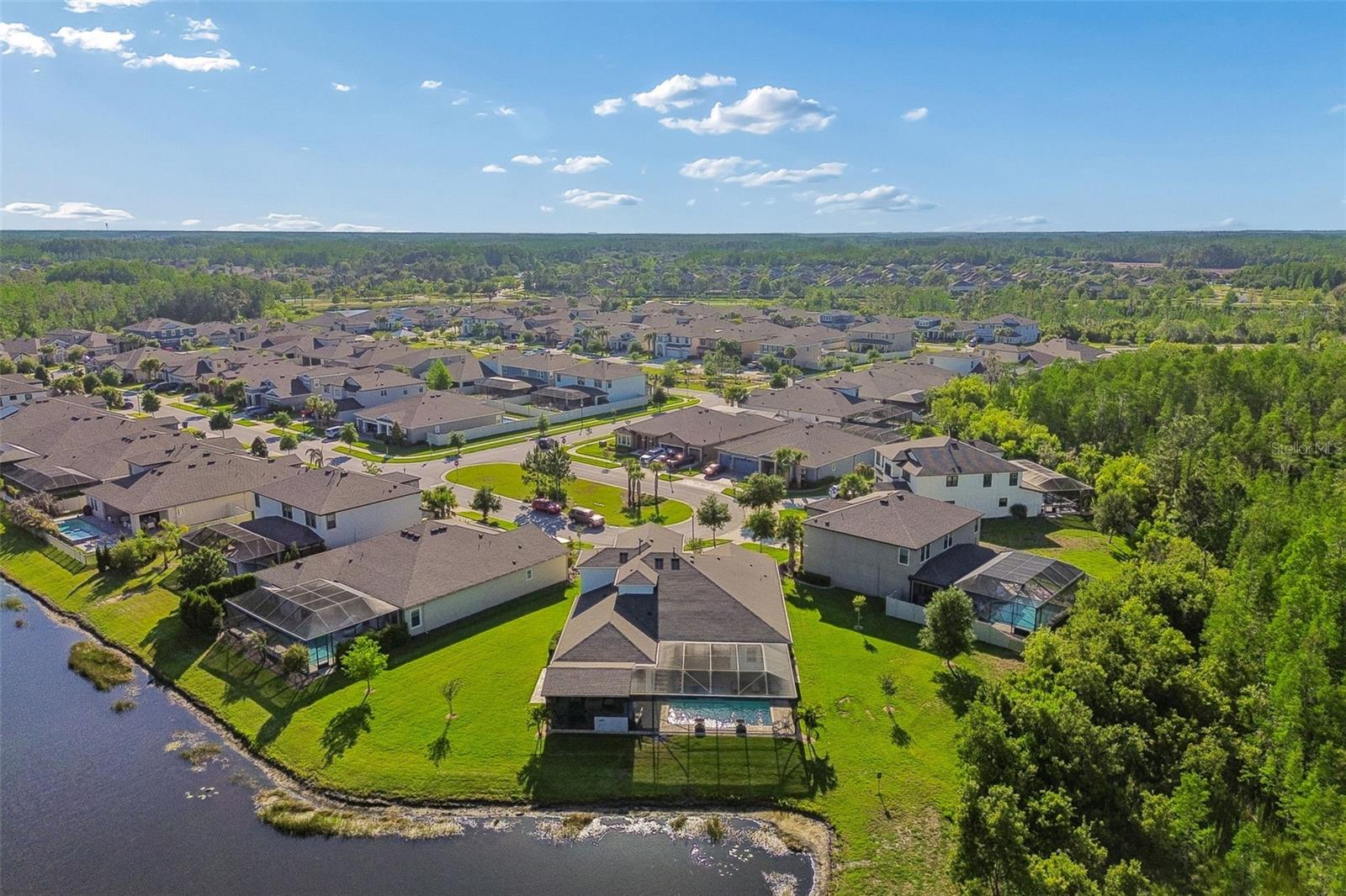 Aerial rearview of home