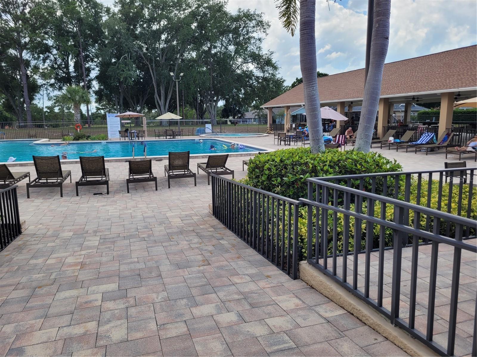 One side of clubhouse pool