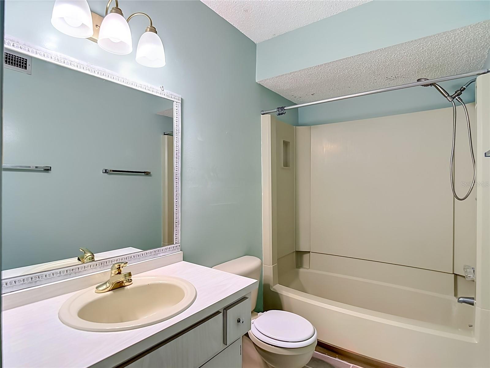 Primary bathroom with tub and shower