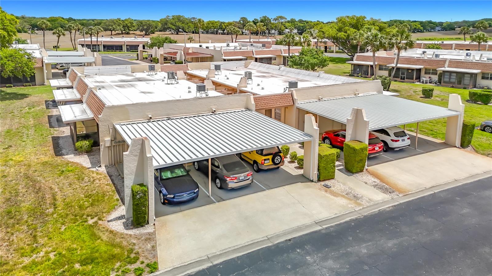 aerial view of carports