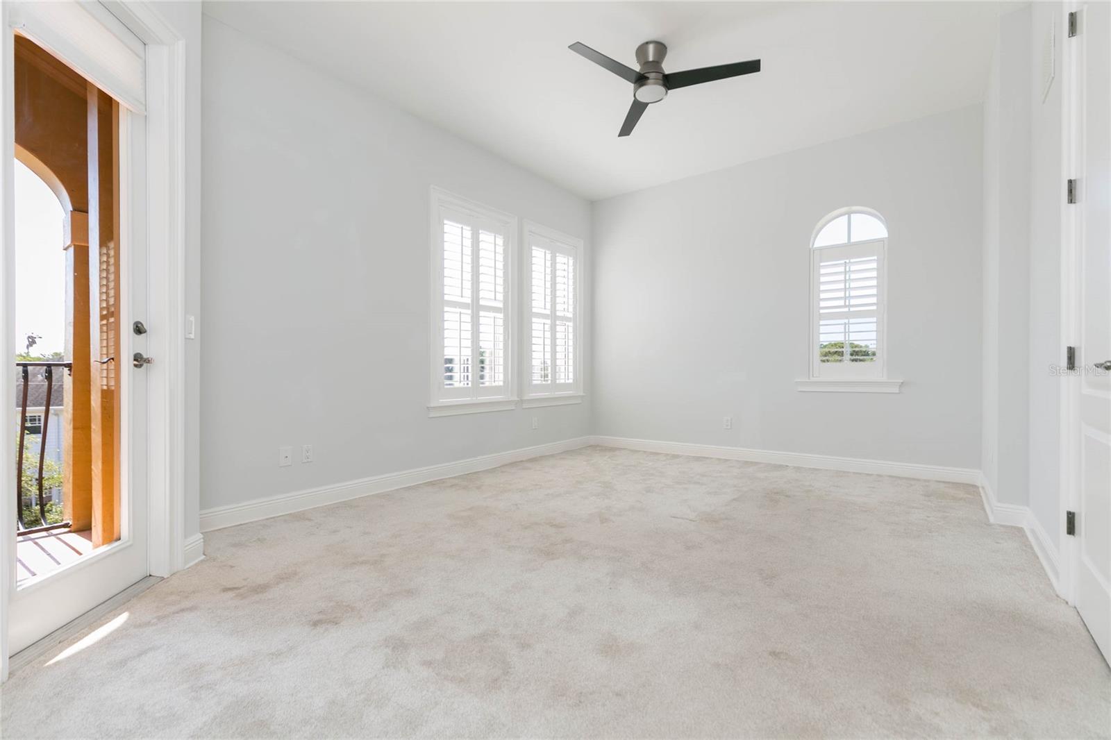 Primary Bedroom is large with private balcony