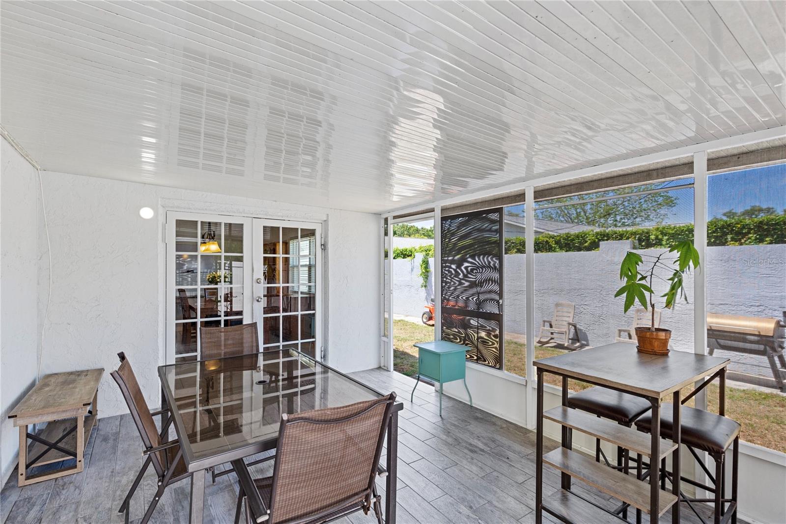 Back porch with privacy fence