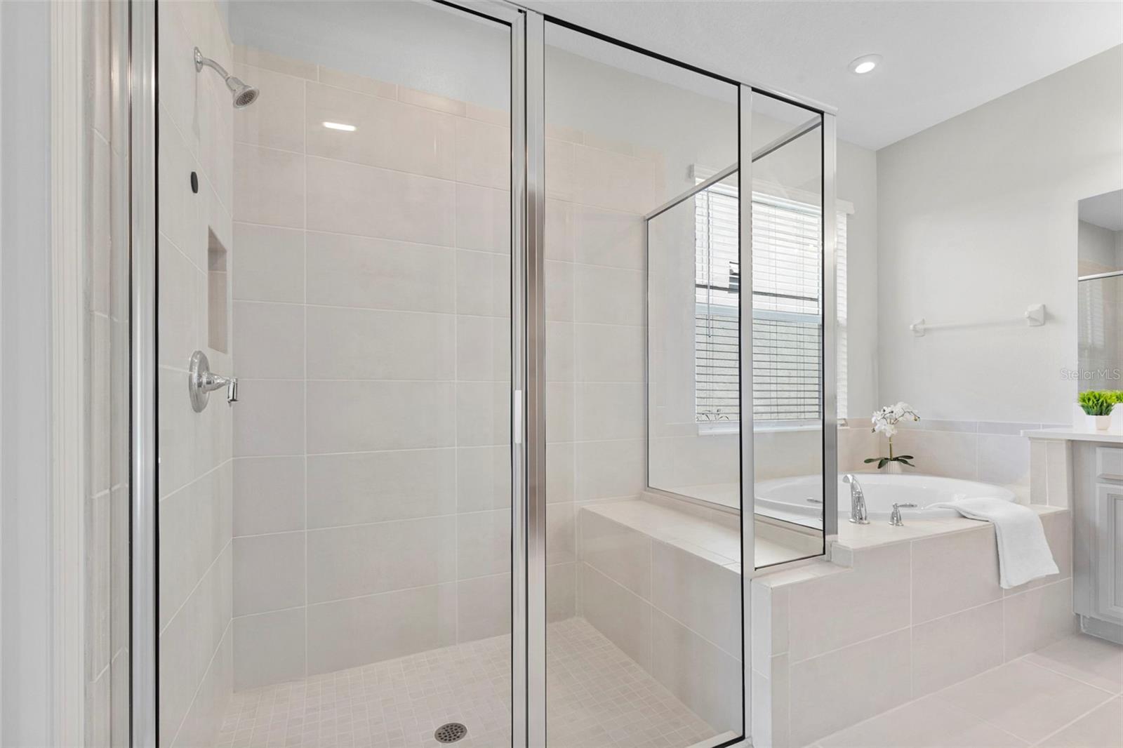 Primary En-Suite-Walk-in Glass Shower With Bench