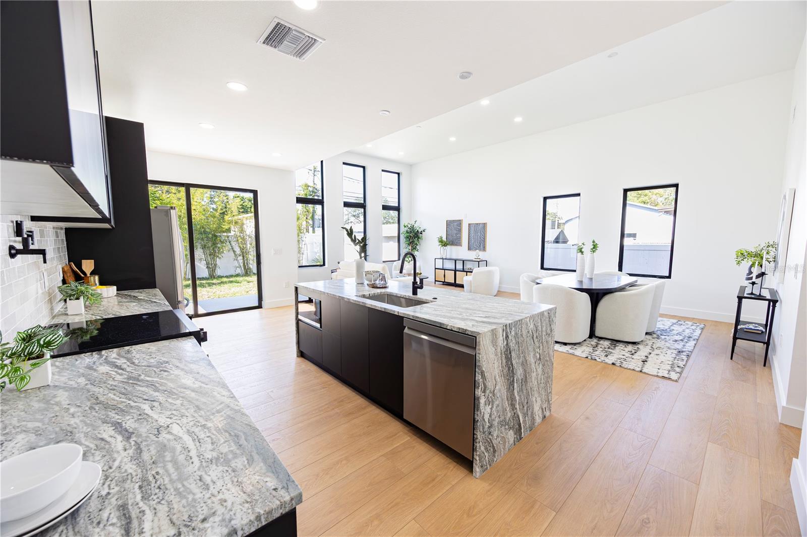 Open living and kitchen