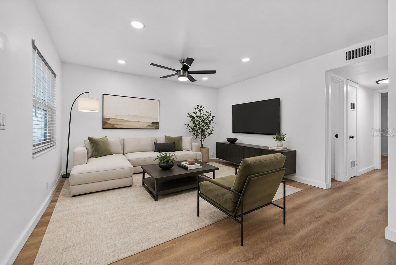 Virtually staged living room