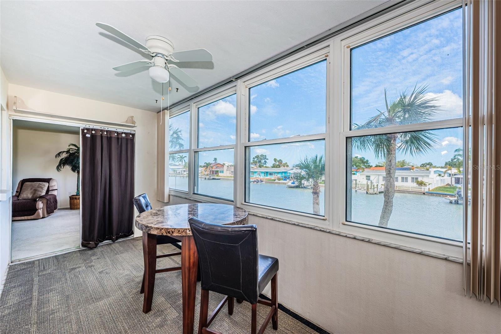 Sunroom with water views