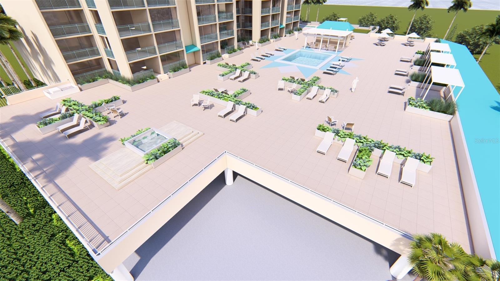 Artist Rendering – Pool Deck. Final design and finishes may vary.