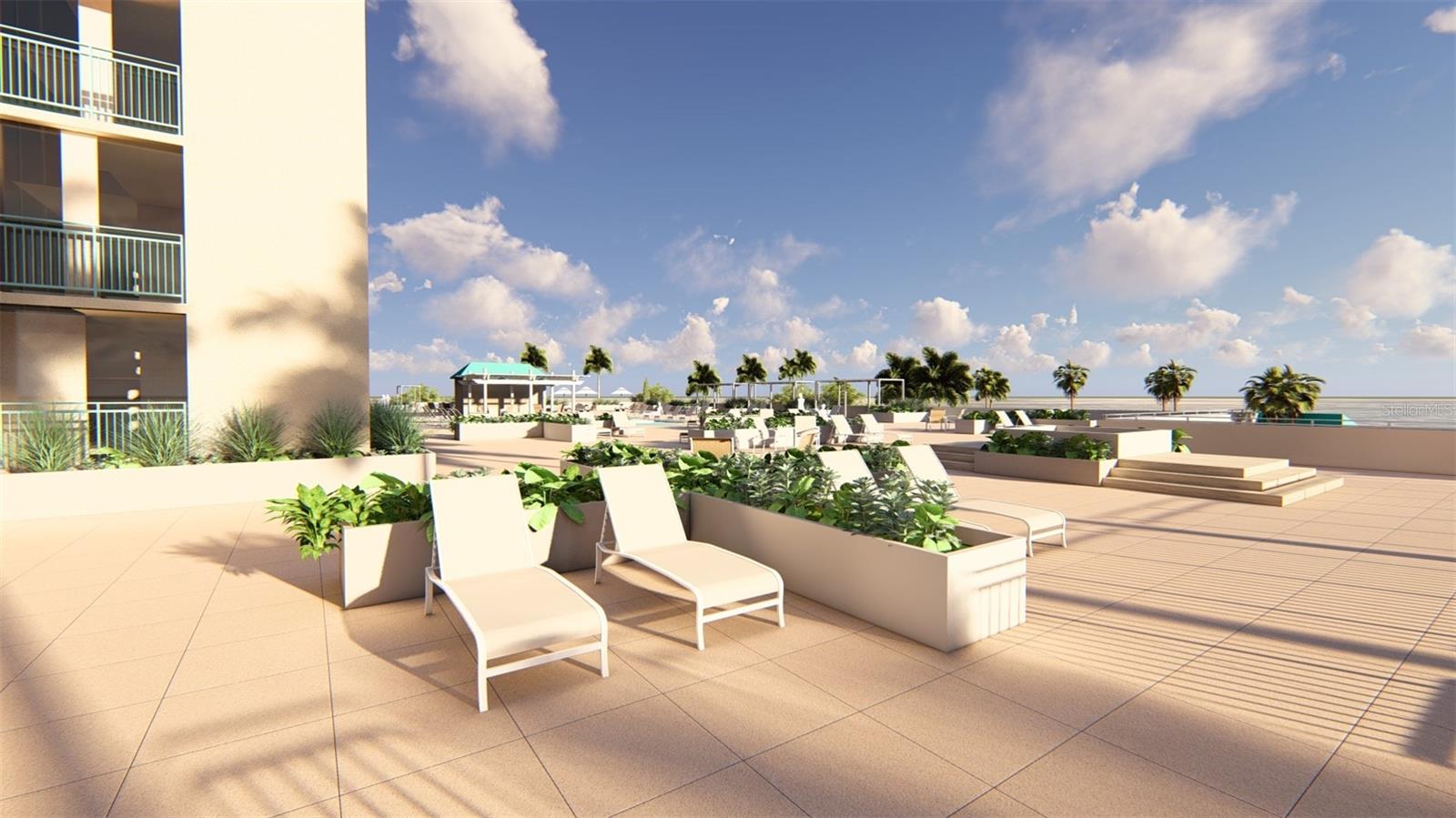 Artist Rendering – Pool Deck. Final design and finishes may vary.