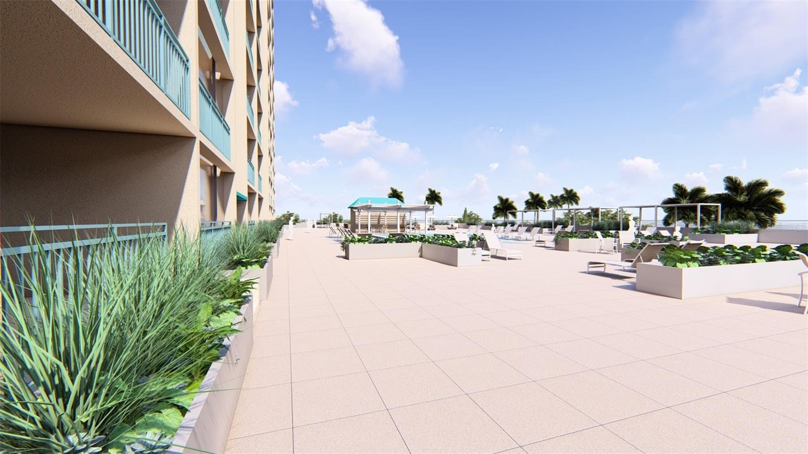 Artist Rendering – Pool Deck. Final design and finishes may vary.