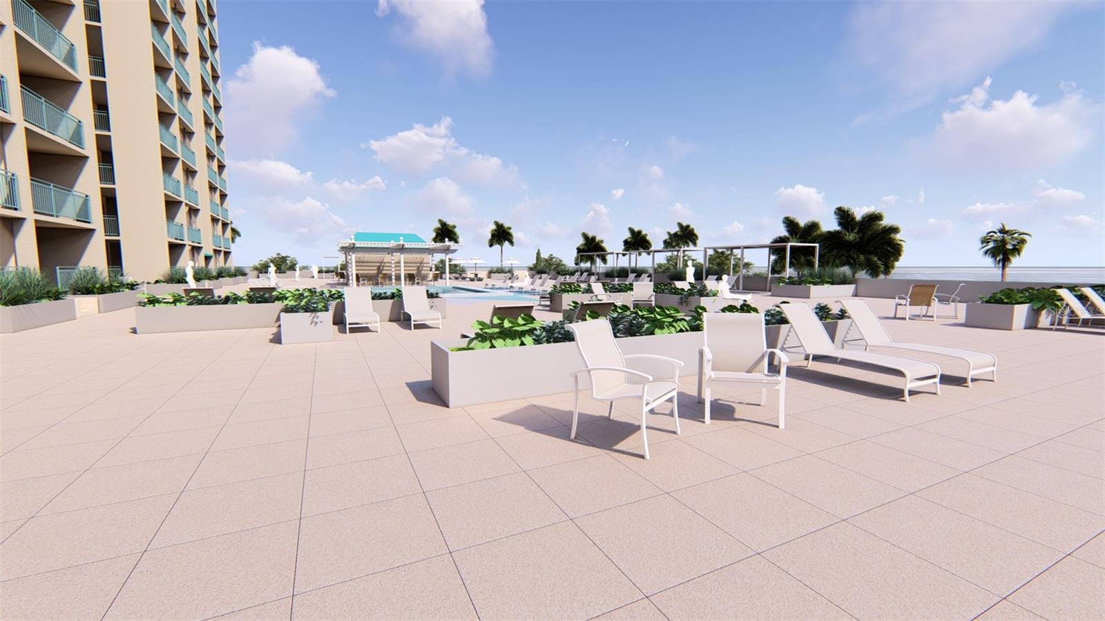 Artist Rendering – Pool Deck. Final design and finishes may vary.