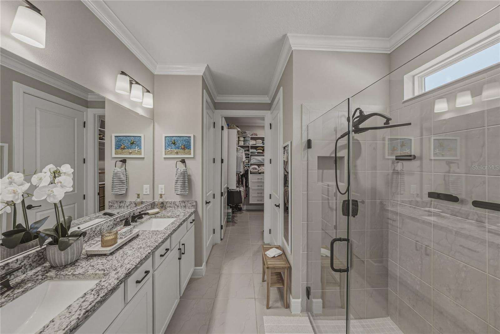 Dual Vanity with Built in Linen Closet & Toilet Room