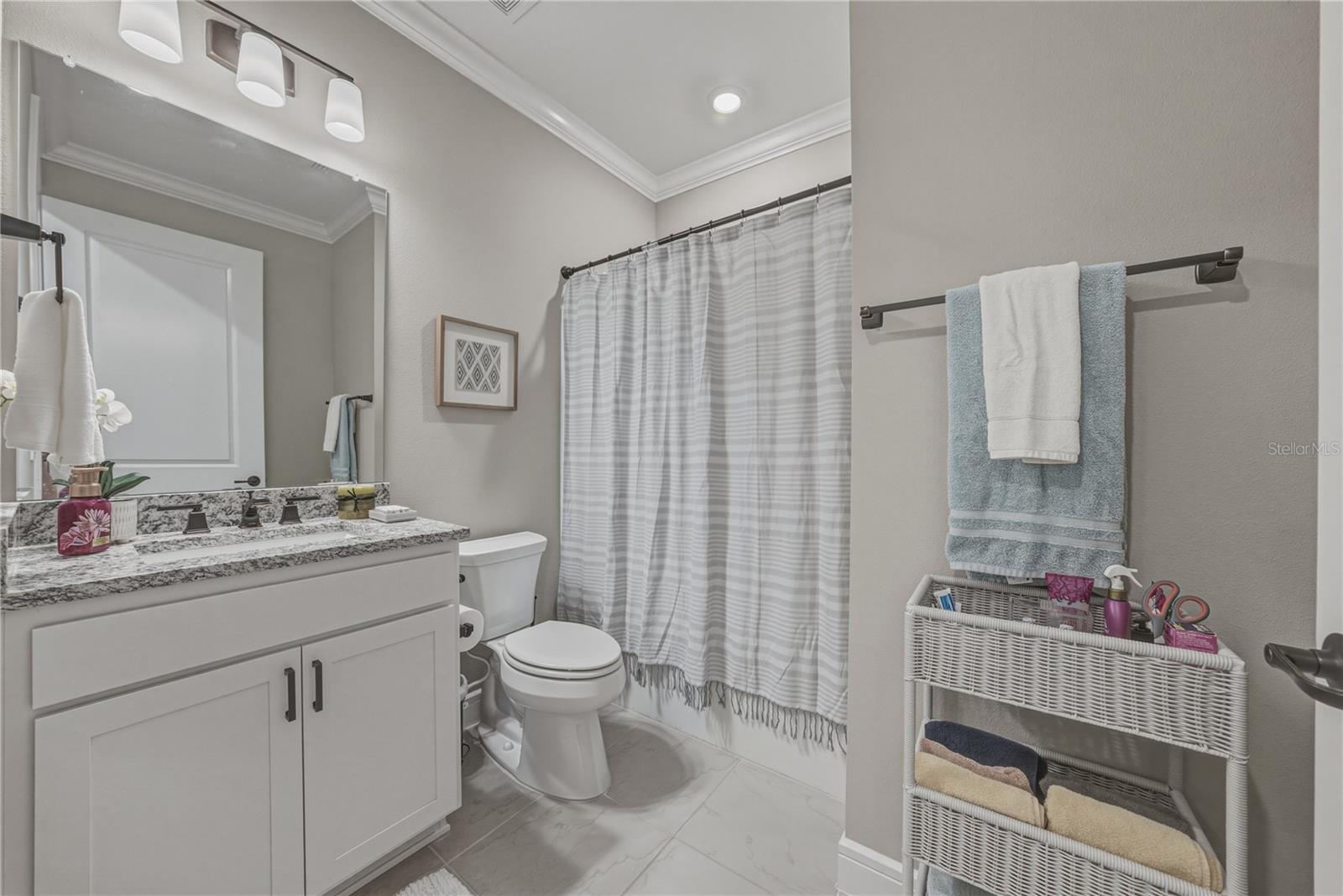 Second Full Bath with Upgraded Solid Wood Vanity, Undermount Square Sink & Stone Counters