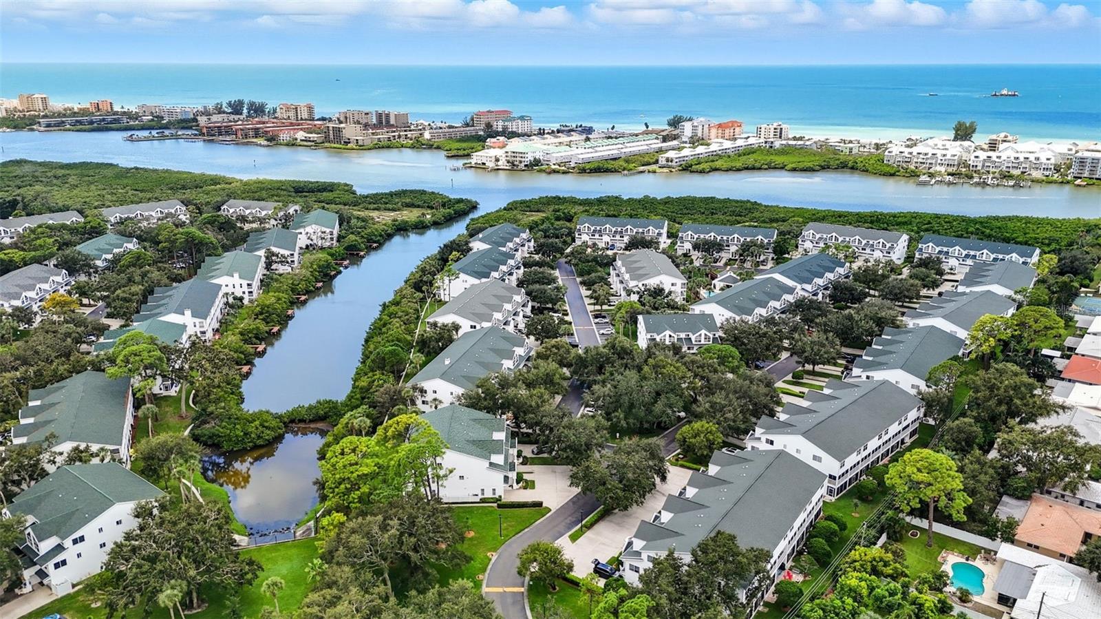 Canal in front of townhome.  Right = North; Left = South