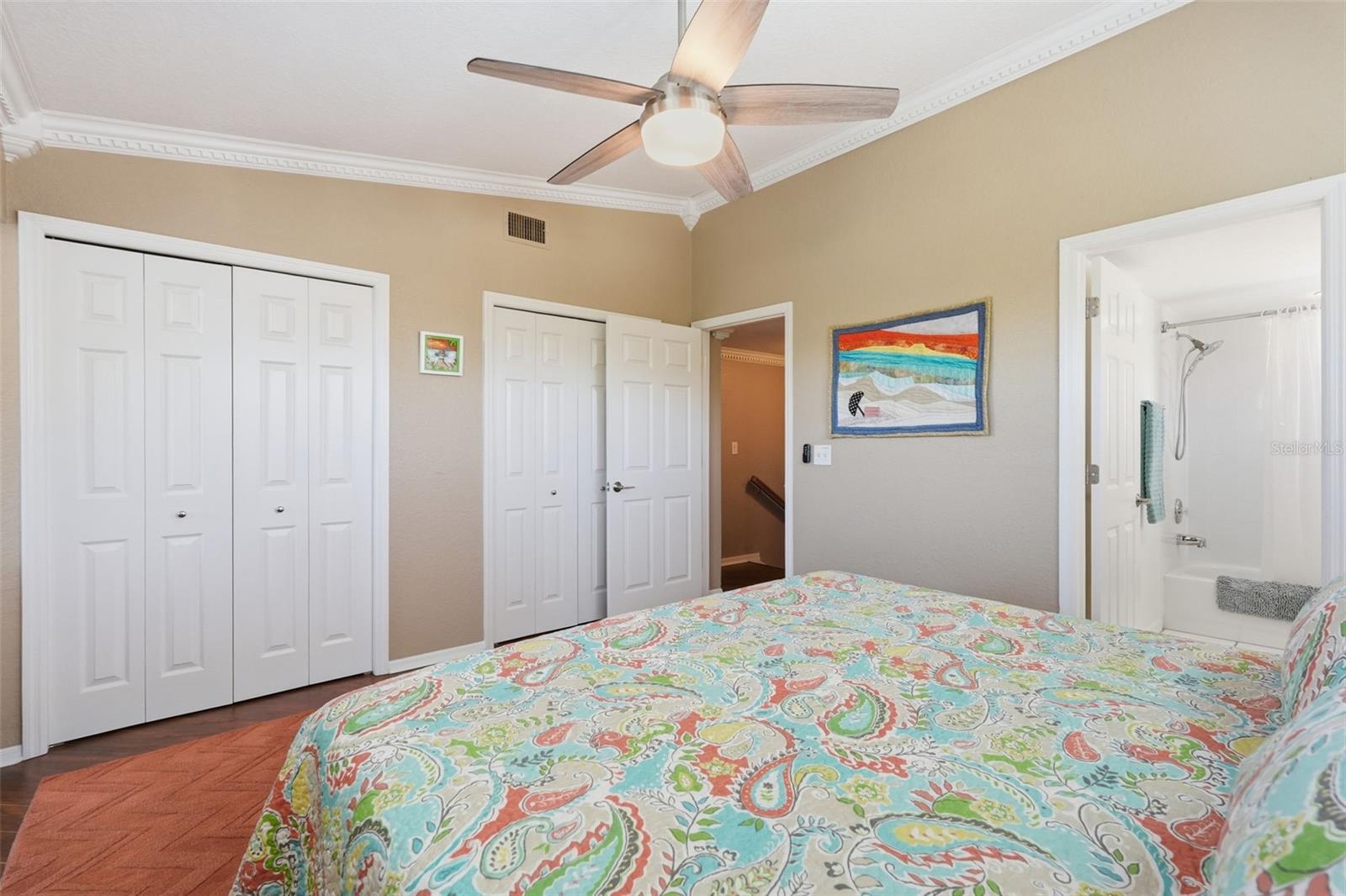Double closets with built-ins