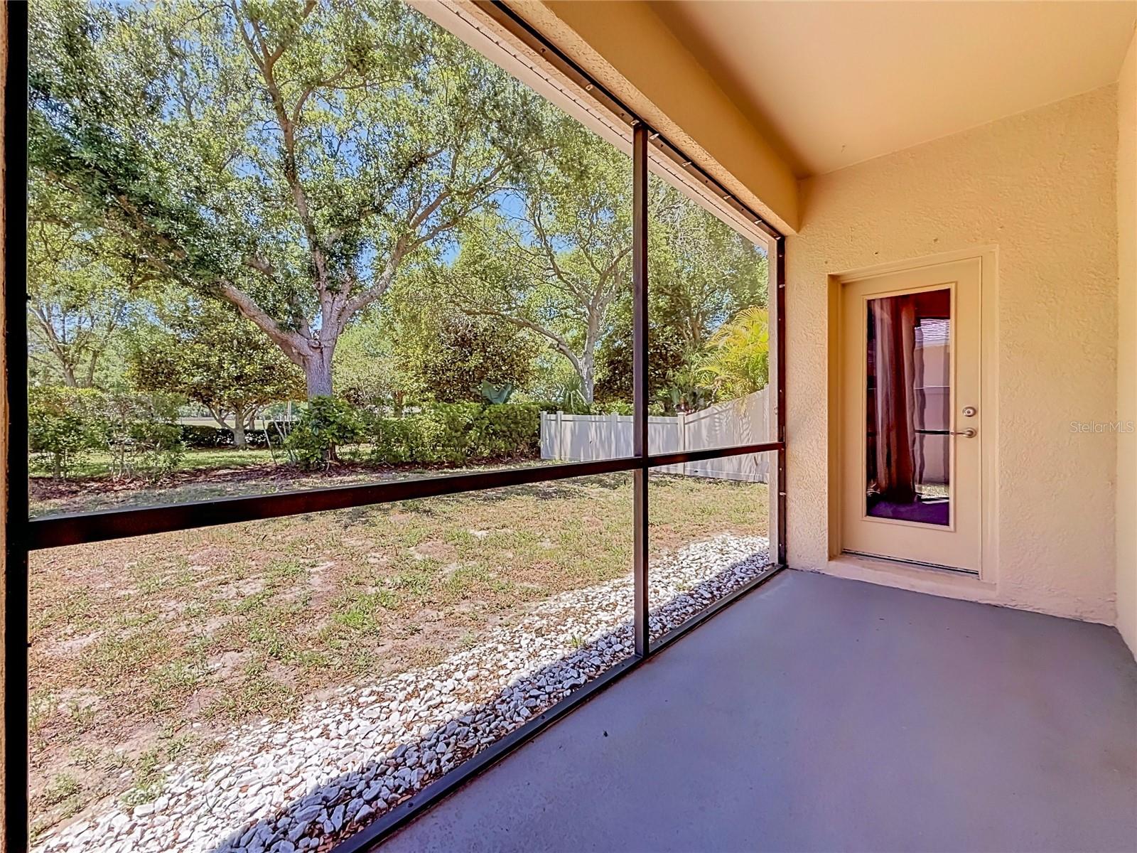 Screened back patio