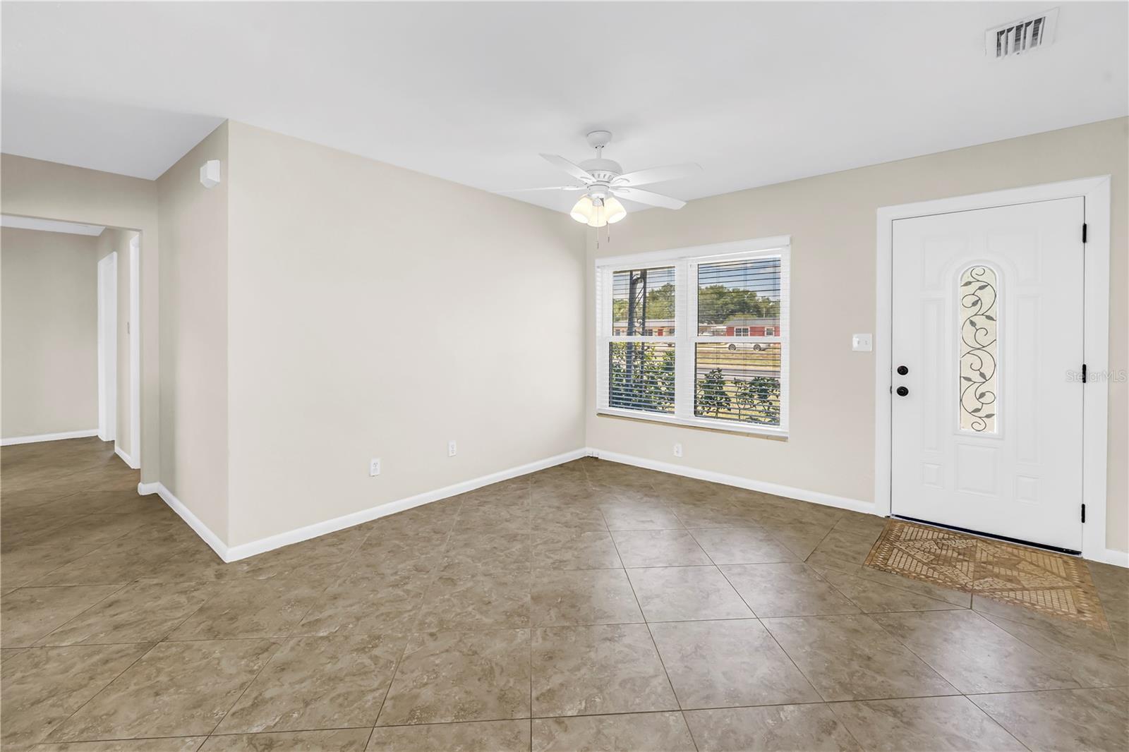 Front living area & hall to bedrooms