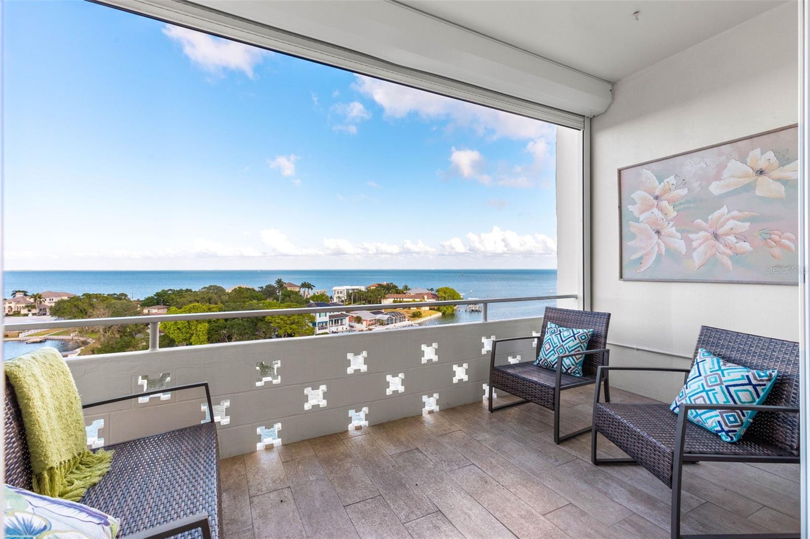 Large Balcony with electronic roll down hurricane shutter