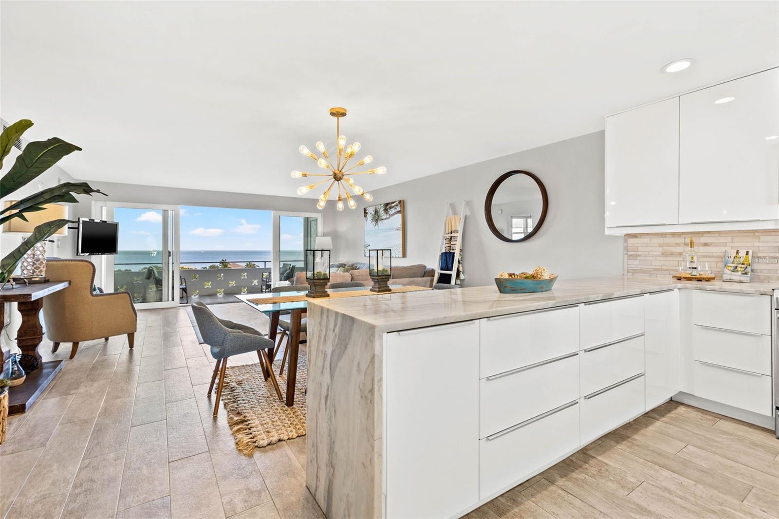 Open Floor Plan with expansive open water of Tampa Bay