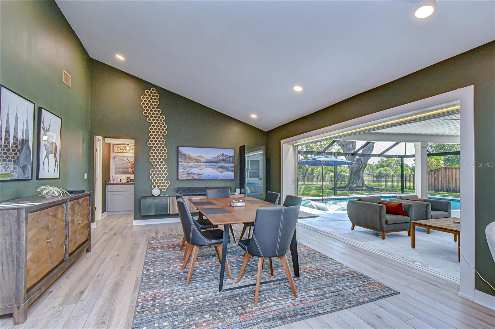Family Room Open Sliders to Pool