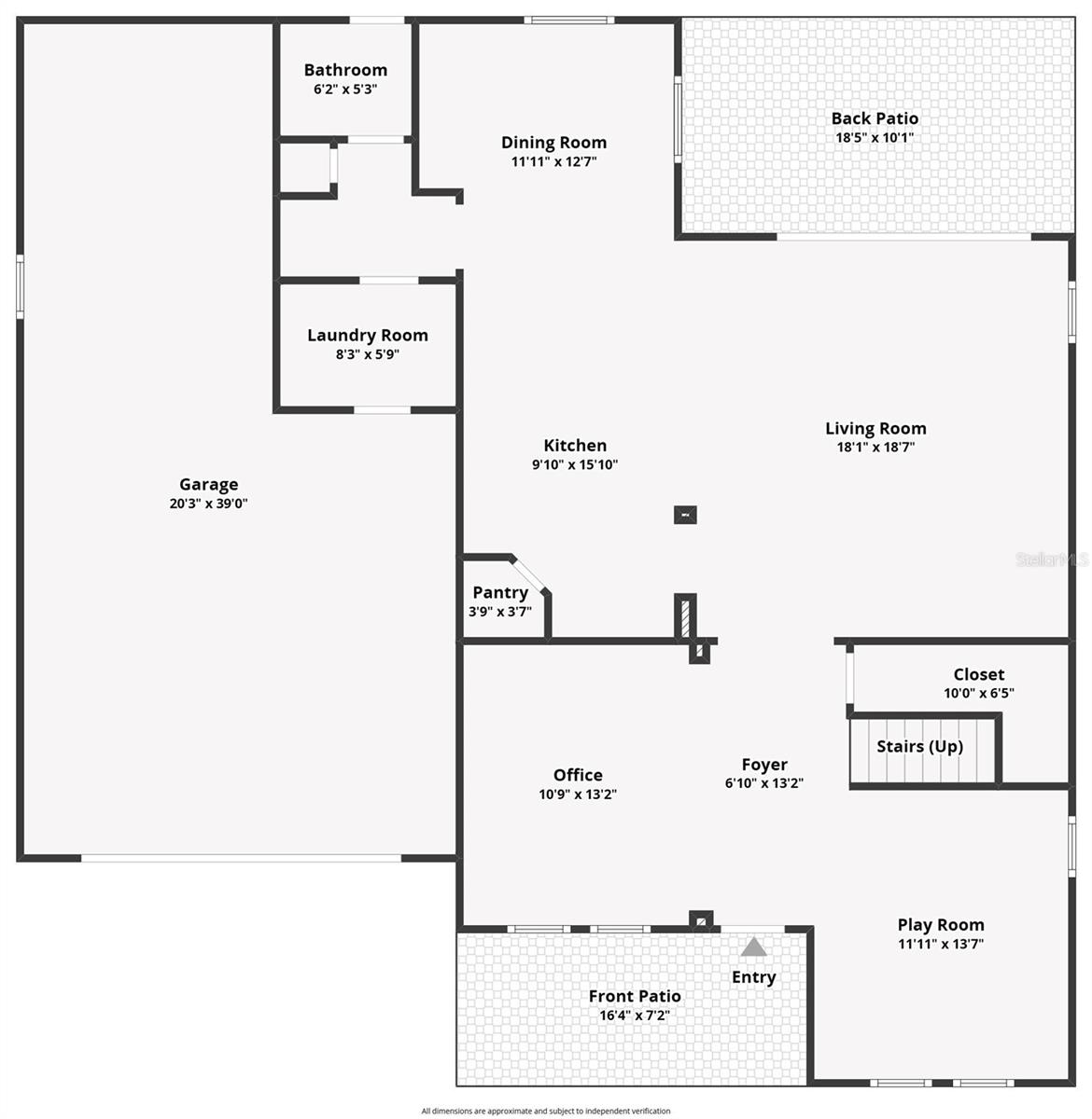 Floor Plan- 1st Floor.  Notice the 3 Car Tandem Garage