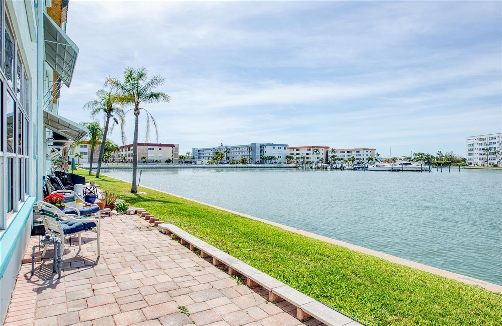 Larege rick patio on the water