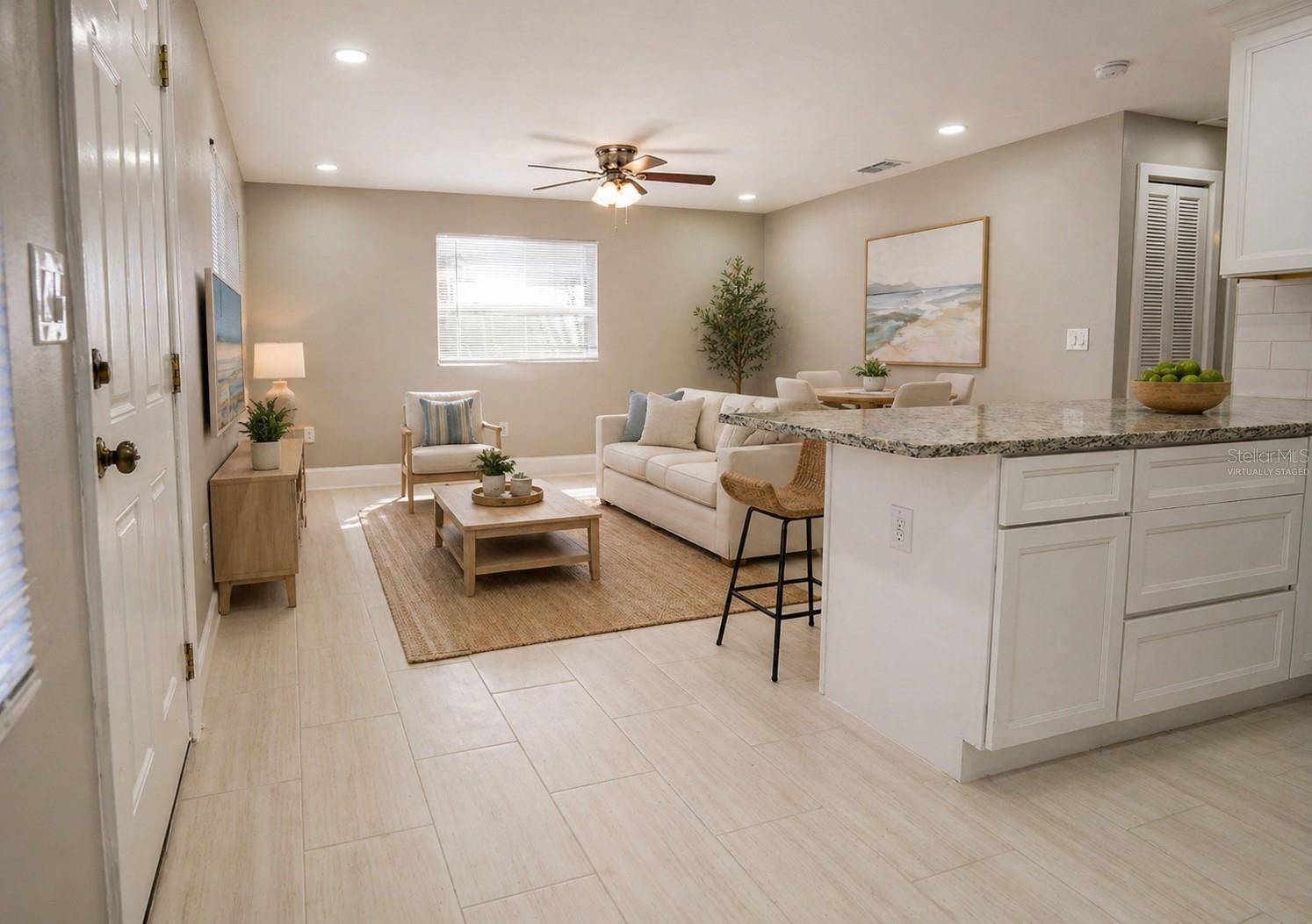 Virtually staged living room