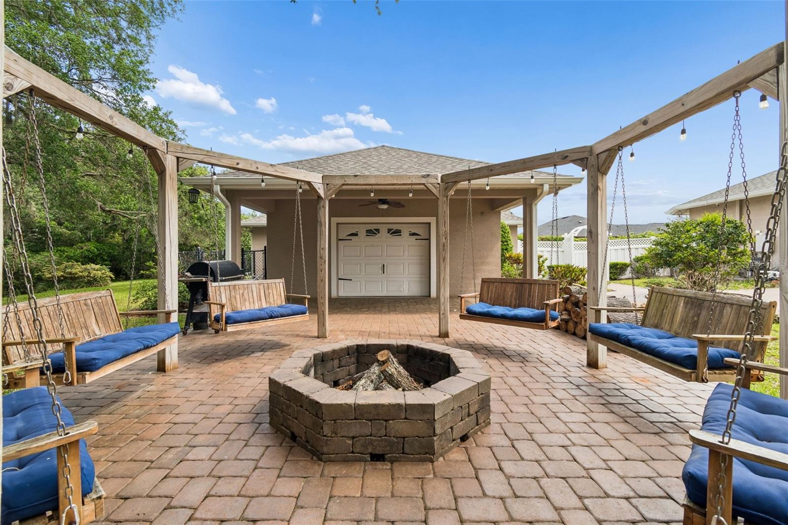 Fire pit and swings