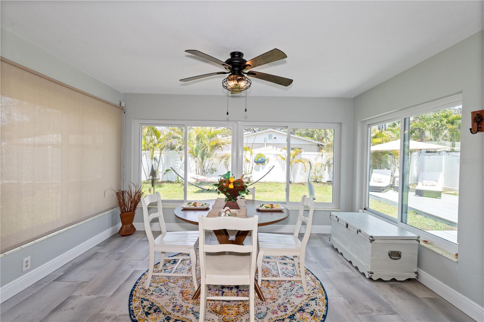 Dining room with lots of windows and natural light