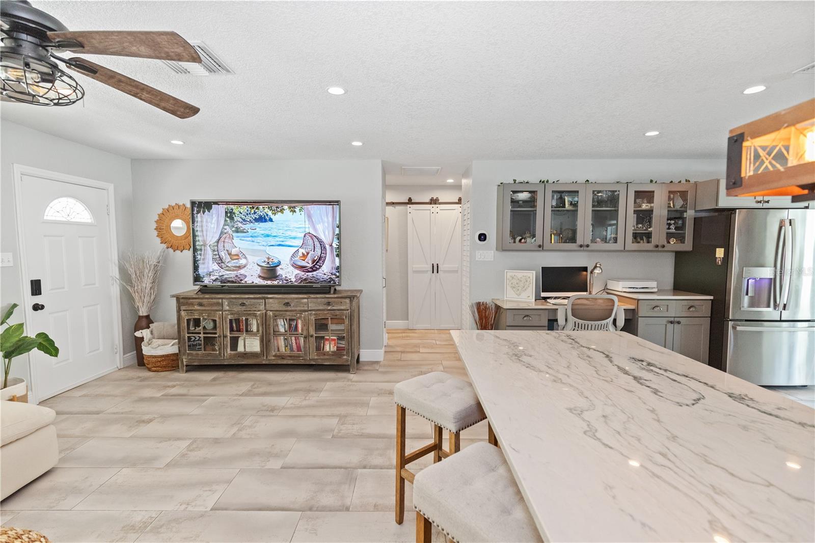 Big quartz kitchen island