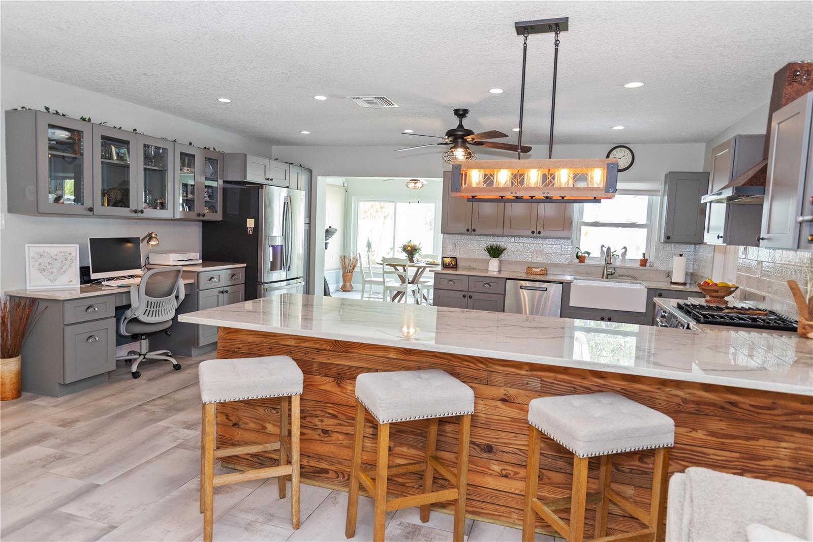 Unique lighting and built-ins