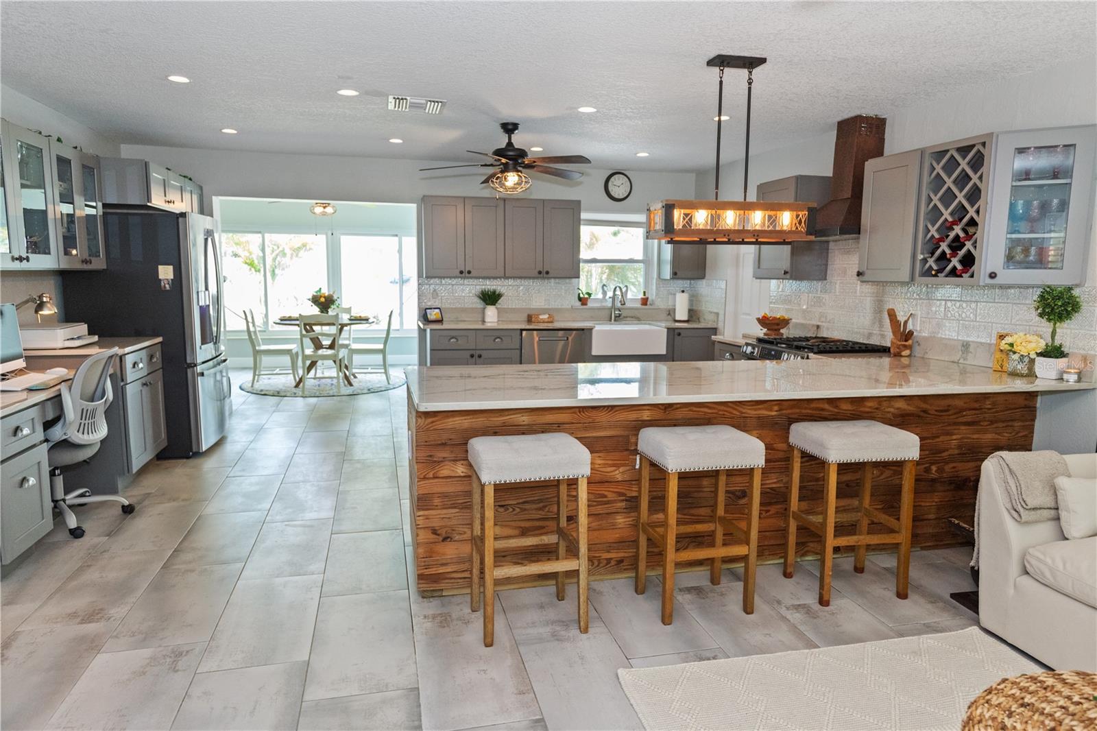 Reclaimed wood under countertops