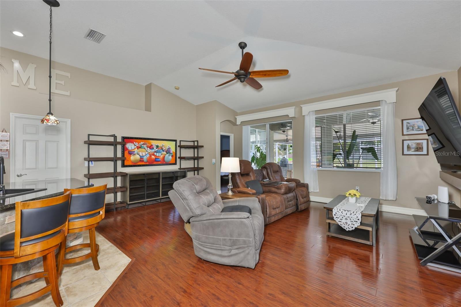 Family Room Sliding doors lead to the 900 sq ft Lanai
