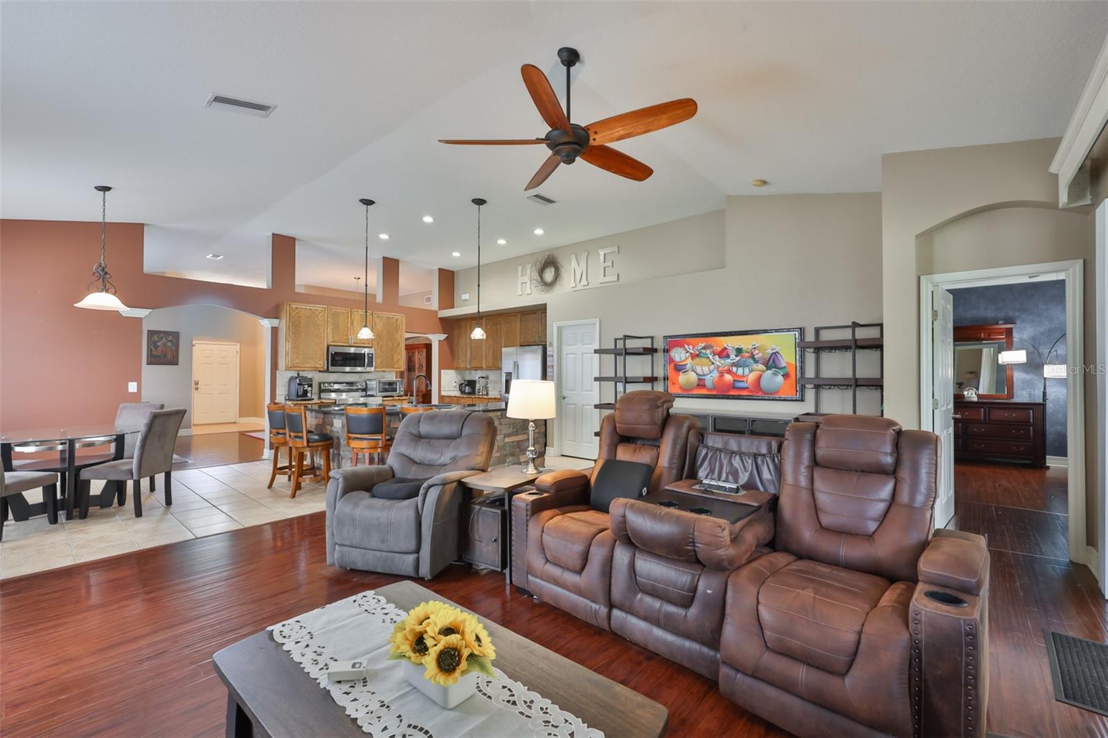 High ceilings add to the open feeling of this home
