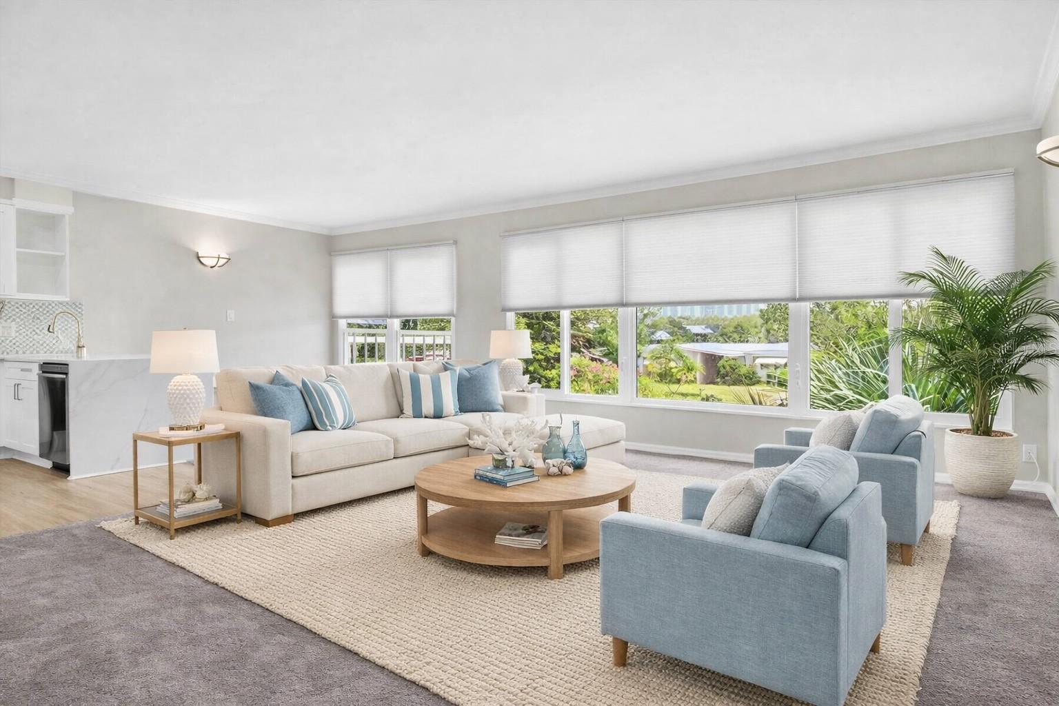 Virtually Staged Living Room/Dining Room Combo