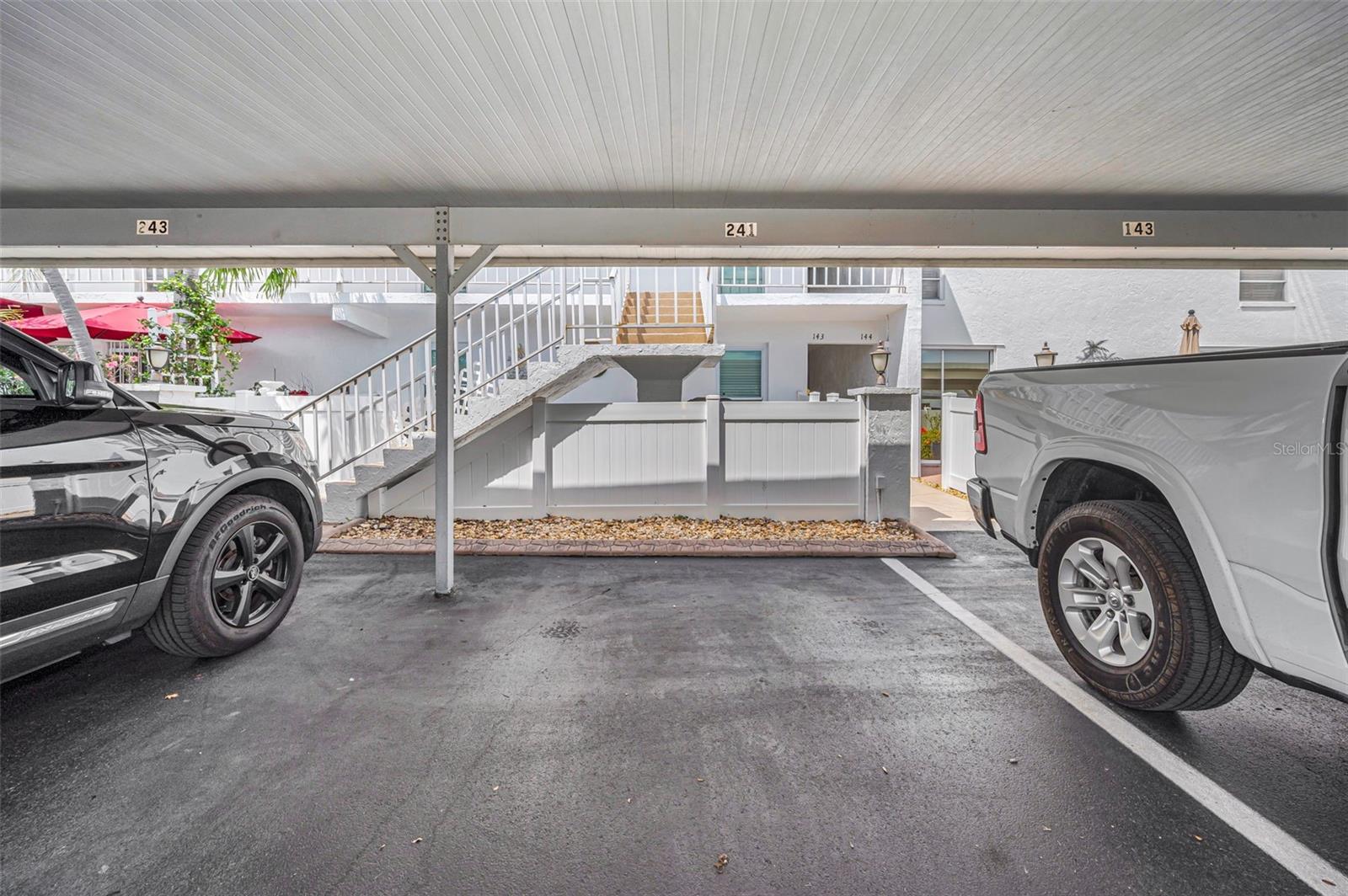 Covered Parking D241 Steps away from the stairs