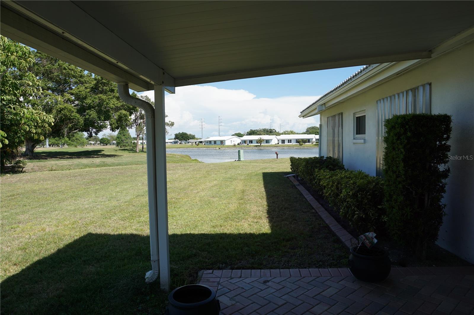 On patio looking toward lake.