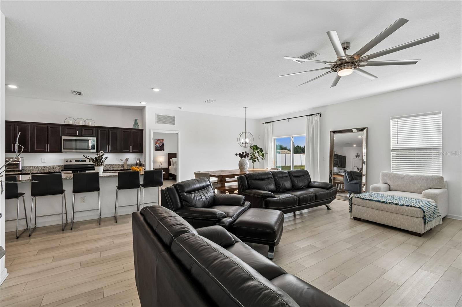 Living room, kitchen, dining, open concept