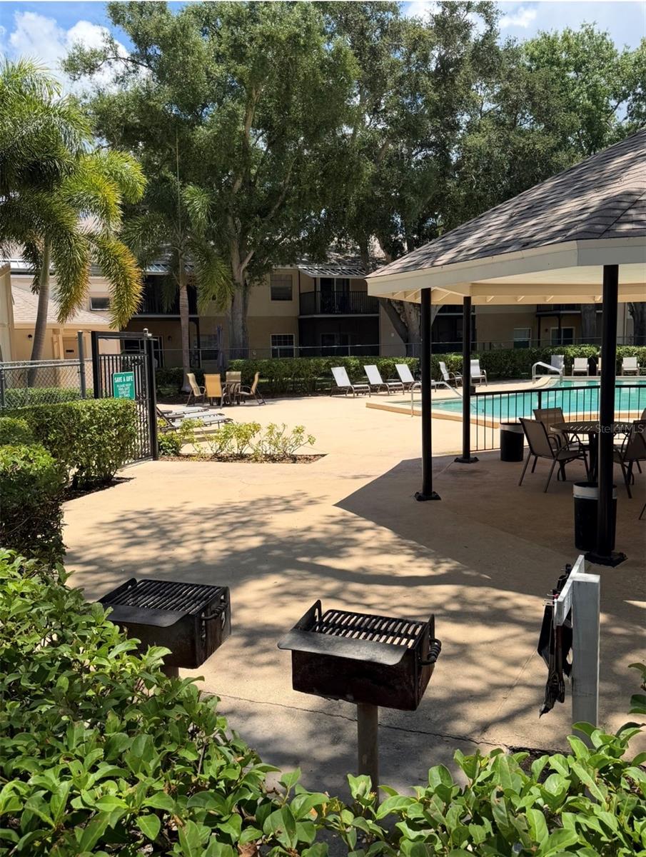 Grilling areas are for residents to use, BBQ tools included.