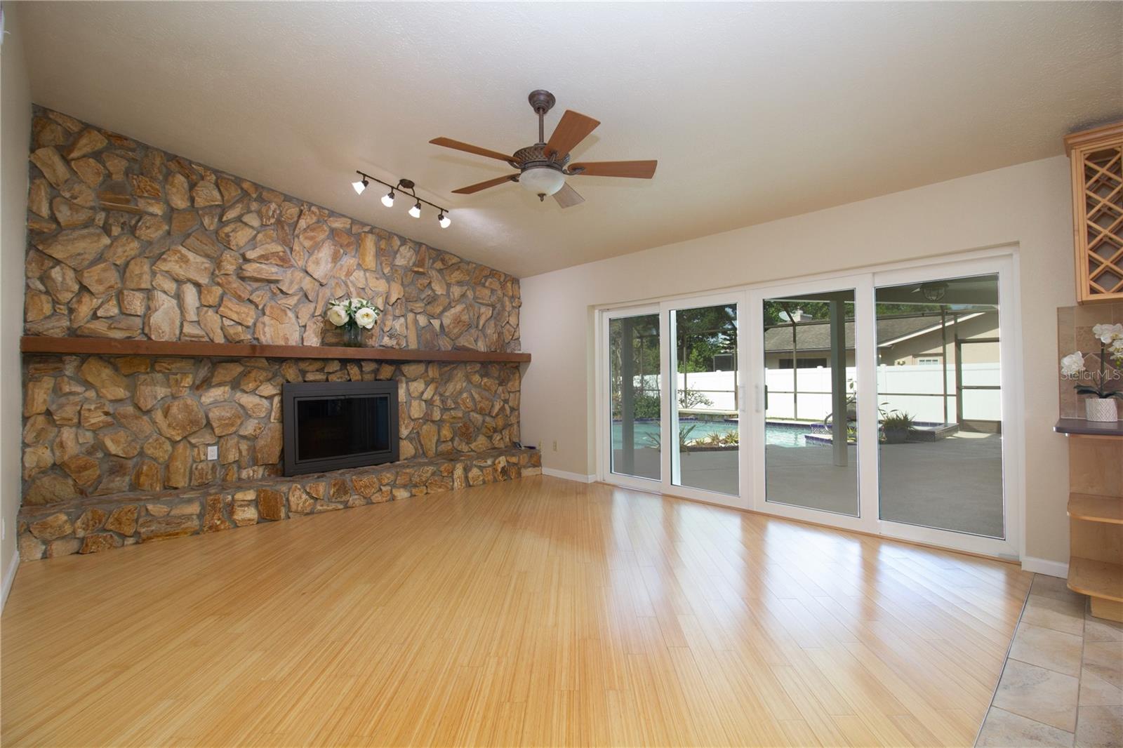 Soaring Ceilings and Stone Fireplace Family
