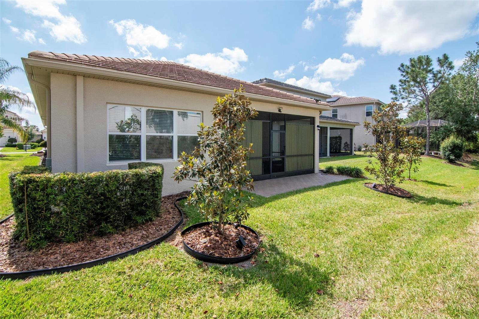 Rear view with landscaping