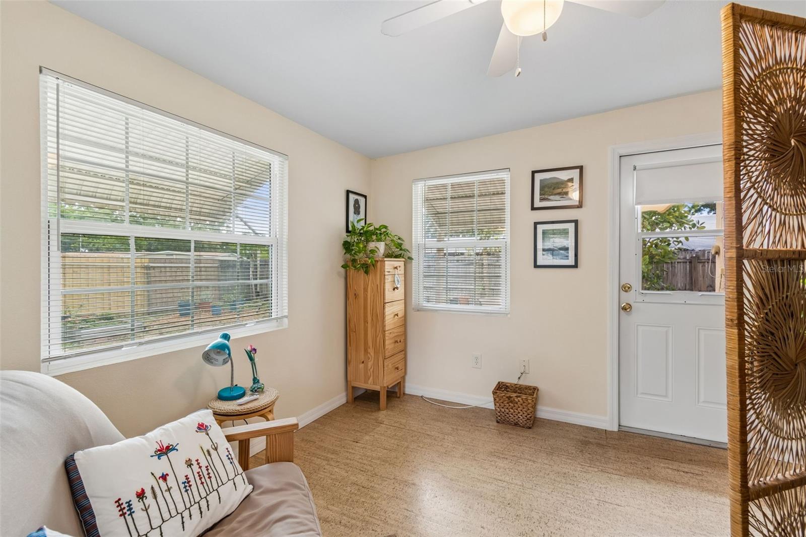 Bright spacious sauna room could also be used as a formal dining rooom
